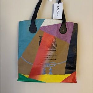 Lanvin Multicolor Geometric Tote with Black Handles